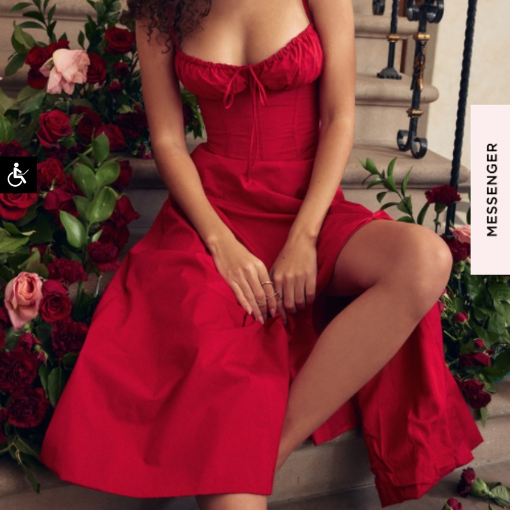 Carmen Red Rose Bustier Sundress House of CB